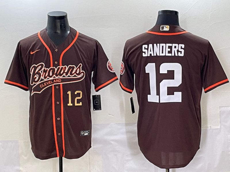 Men 2025 Cleveland Browns #12 Sanders Brown Joint Name Nike Limited NFL Jersey style 2